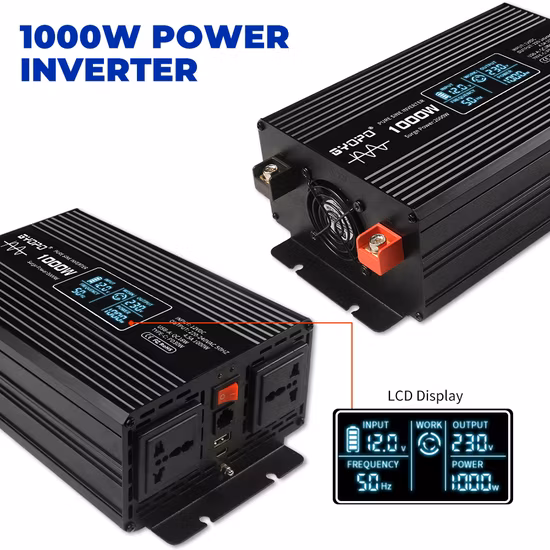 2000W 12V / 24V / 48V DC a AC 110V / 220V Onda sinusoidal pura, Inversor de red de energía solar para automóvil